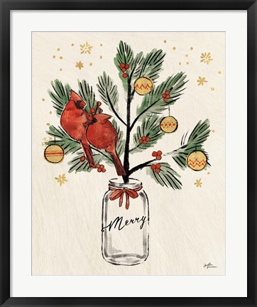 Framed Christmas Lovebirds XIII Merry Print