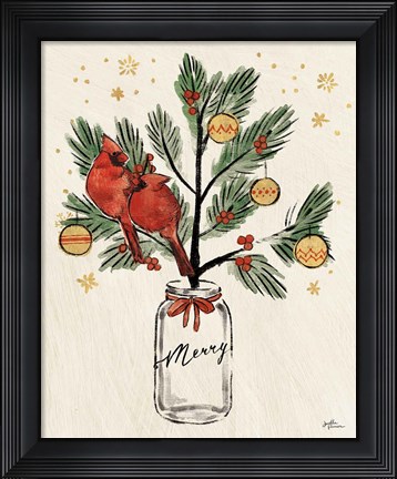 Framed Christmas Lovebirds XIII Merry Print
