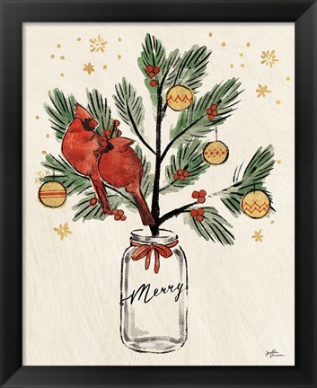 Framed Christmas Lovebirds XIII Merry Print