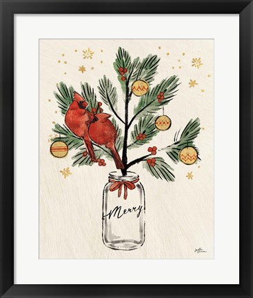 Framed Christmas Lovebirds XIII Merry Print