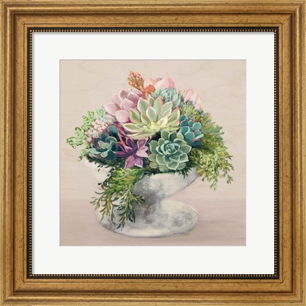 Framed Festive Succulents II Blush Print