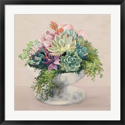 Framed Festive Succulents II Blush Print