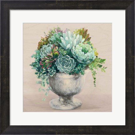 Framed Festive Succulents I Blush Print