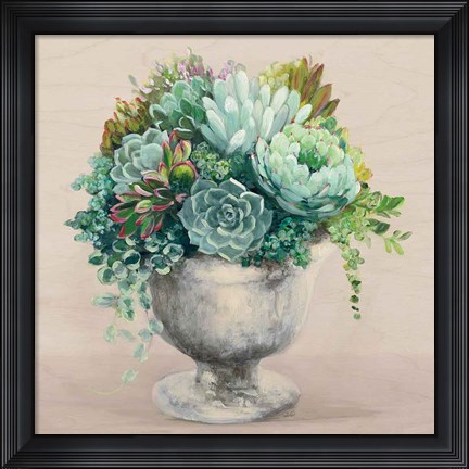 Framed Festive Succulents I Blush Print