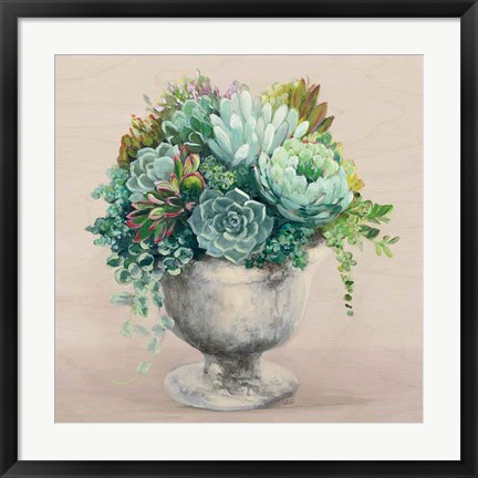 Framed Festive Succulents I Blush Print