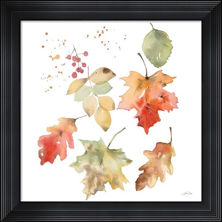 Framed Falling Leaves II Print