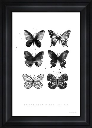 Framed Six Inky Butterflies Print