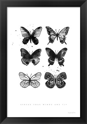 Framed Six Inky Butterflies Print