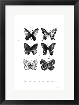 Framed Six Inky Butterflies Print