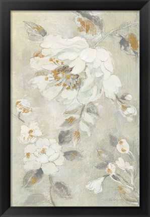 Framed Romantic Spring Flowers II White Print