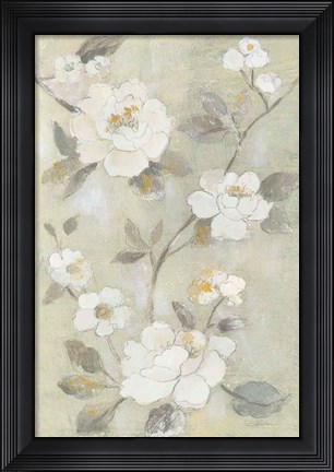 Framed Romantic Spring Flowers I White Print