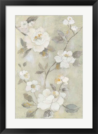 Framed Romantic Spring Flowers I White Print