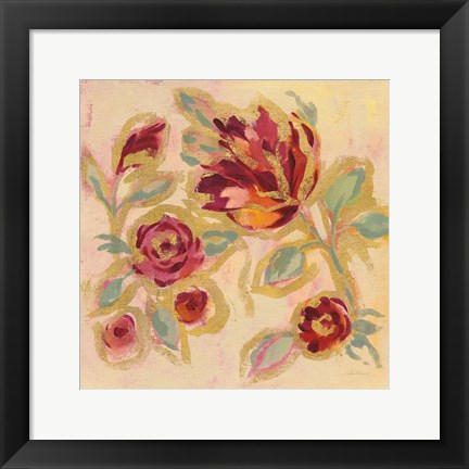 Framed Gilded Loose Floral II Print