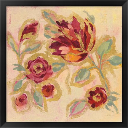 Framed Gilded Loose Floral II Print