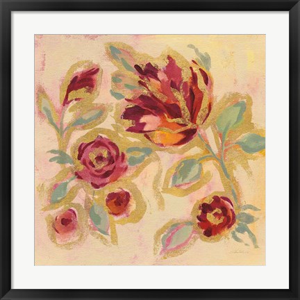 Framed Gilded Loose Floral II Print