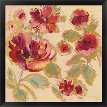 Framed Gilded Loose Floral I Print