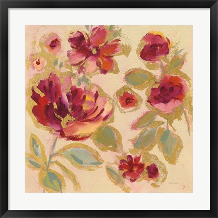 Framed Gilded Loose Floral I Print