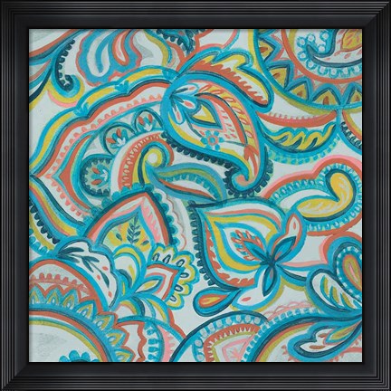 Framed Emerald Paisley II Print