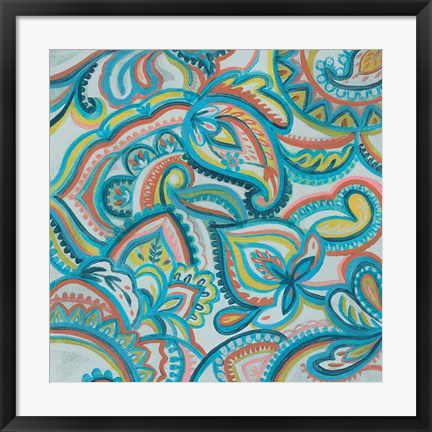 Framed Emerald Paisley II Print