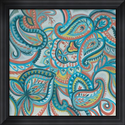 Framed Emerald Paisley I Print