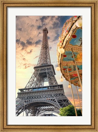 Framed Eiffel Tower and Carousel I Print