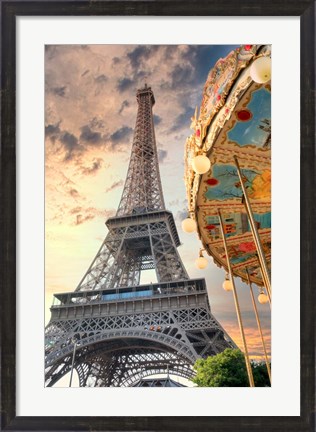 Framed Eiffel Tower and Carousel I Print