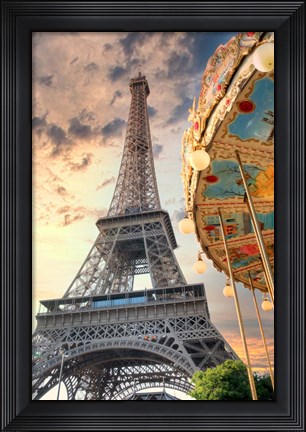 Framed Eiffel Tower and Carousel I Print