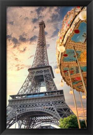 Framed Eiffel Tower and Carousel I Print