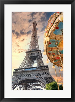 Framed Eiffel Tower and Carousel I Print