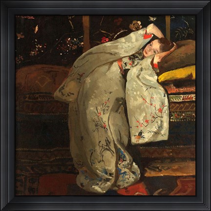 Framed Girl in a White Kimono, 1894 Print
