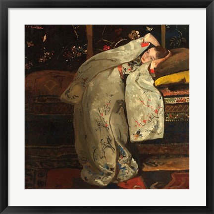 Framed Girl in a White Kimono, 1894 Print