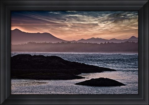 Framed Sunset Glow at Wickaninnish Beach Print