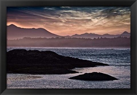 Framed Sunset Glow at Wickaninnish Beach Print