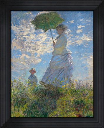 Framed Woman with a Parasol - Madame Monet and Her Son, 1875 Print