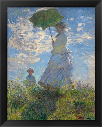 Framed Woman with a Parasol - Madame Monet and Her Son, 1875 Print