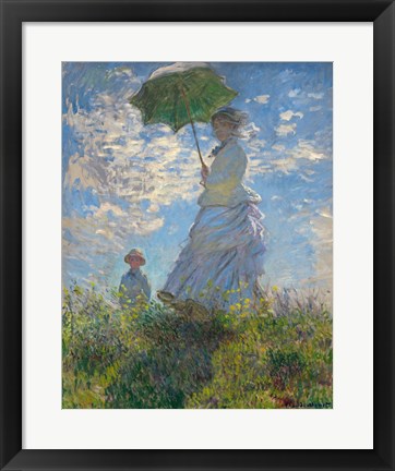 Framed Woman with a Parasol - Madame Monet and Her Son, 1875 Print