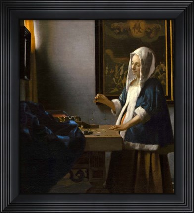 Framed Woman Holding a Balance, 1664 Print