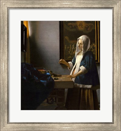 Framed Woman Holding a Balance, 1664 Print