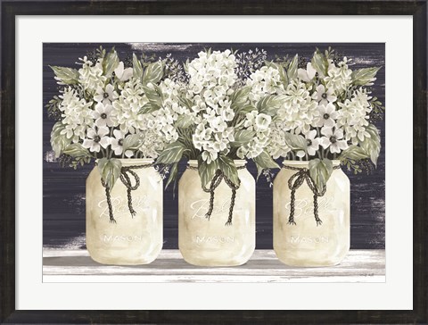 Framed White Floral Trio Print