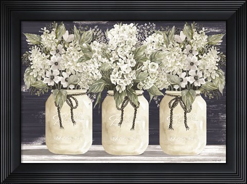 Framed White Floral Trio Print