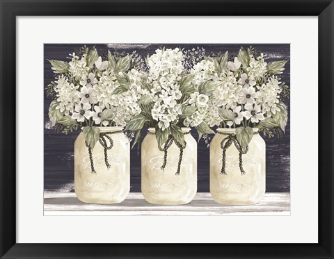 Framed White Floral Trio Print