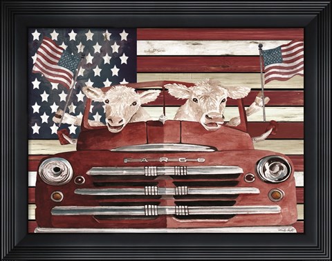 Framed Patriotic Cows Print