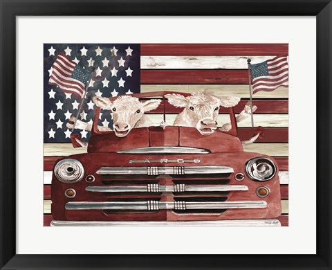 Framed Patriotic Cows Print