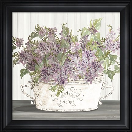 Framed Lilac Galvanized Pot Print