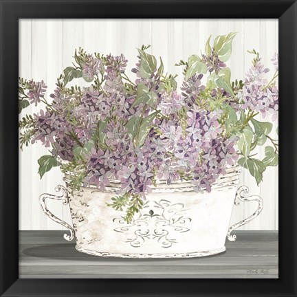 Framed Lilac Galvanized Pot Print