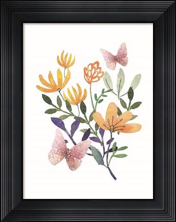 Framed Butterflies and Flowers Print