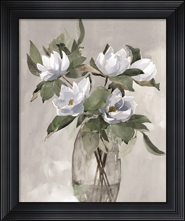 Framed Floral in Gray Print