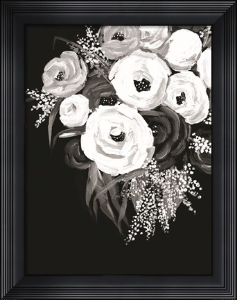Framed Black and White Floral Print