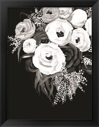 Framed Black and White Floral Print