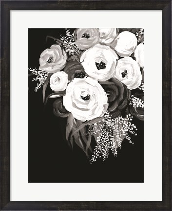 Framed Black and White Floral Print